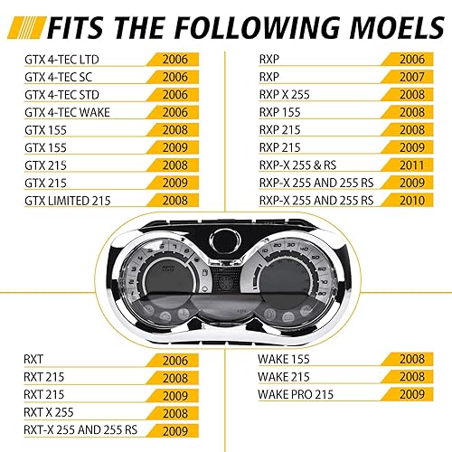 Miniatura 3 de 278002270 Actualización de medidor de velocímetro LCD con bisel cromado de repuesto para SeaDoo GTX RXP RXT Wake 2006-2011 OEM # 278002328,