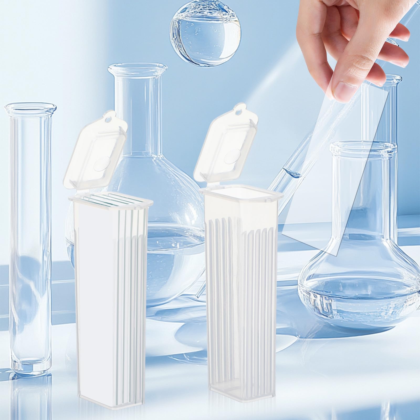 Scatola per Vetrini Patologici in Pp Bianco da 50 Pezzi, Facile da Pulire e Sicura la Conservazione, per Laboratorio e Campioni al Microscopio