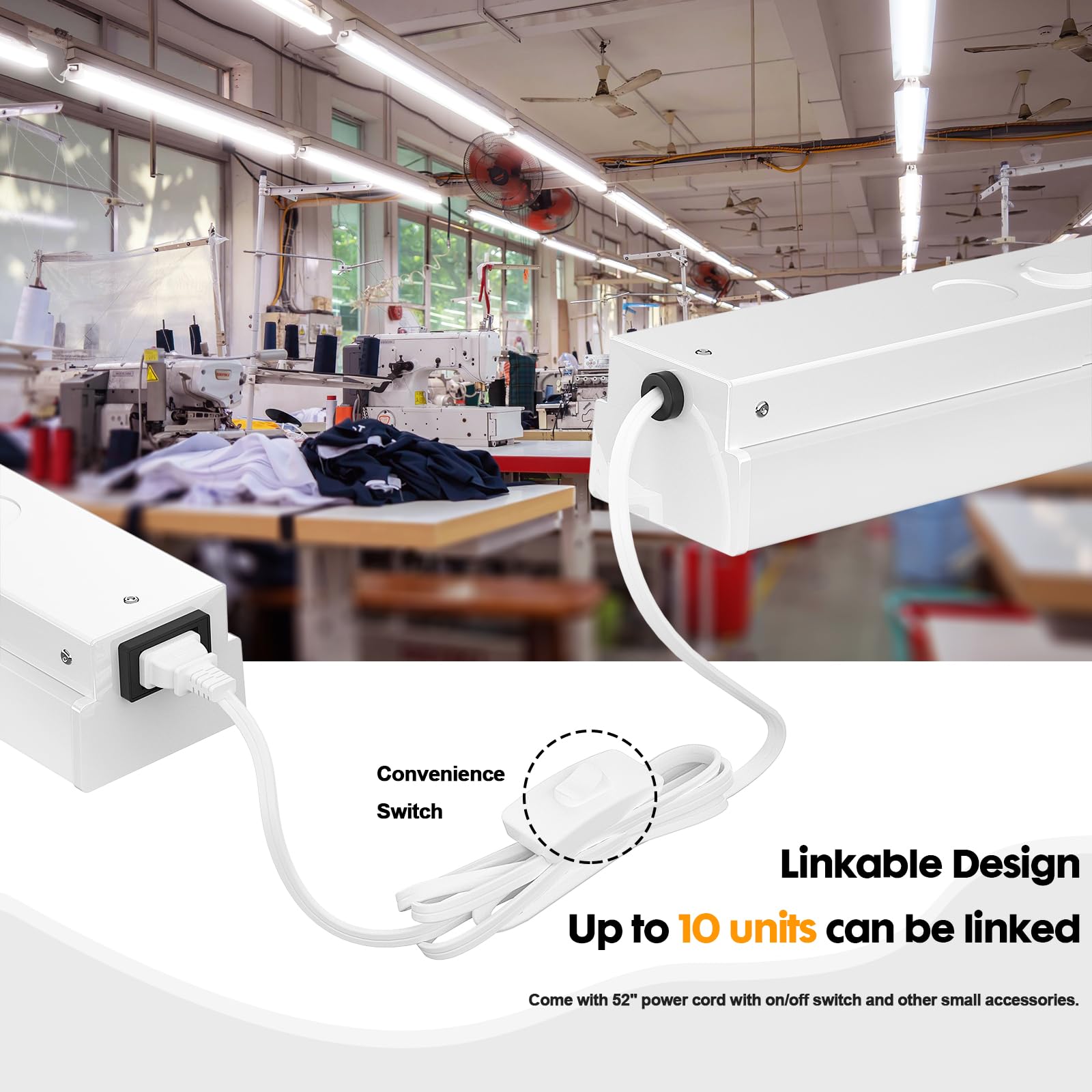 TychoLite 4FT LED Shop Light Linkable, 50W 5500lm, 5000K Daylight White ...