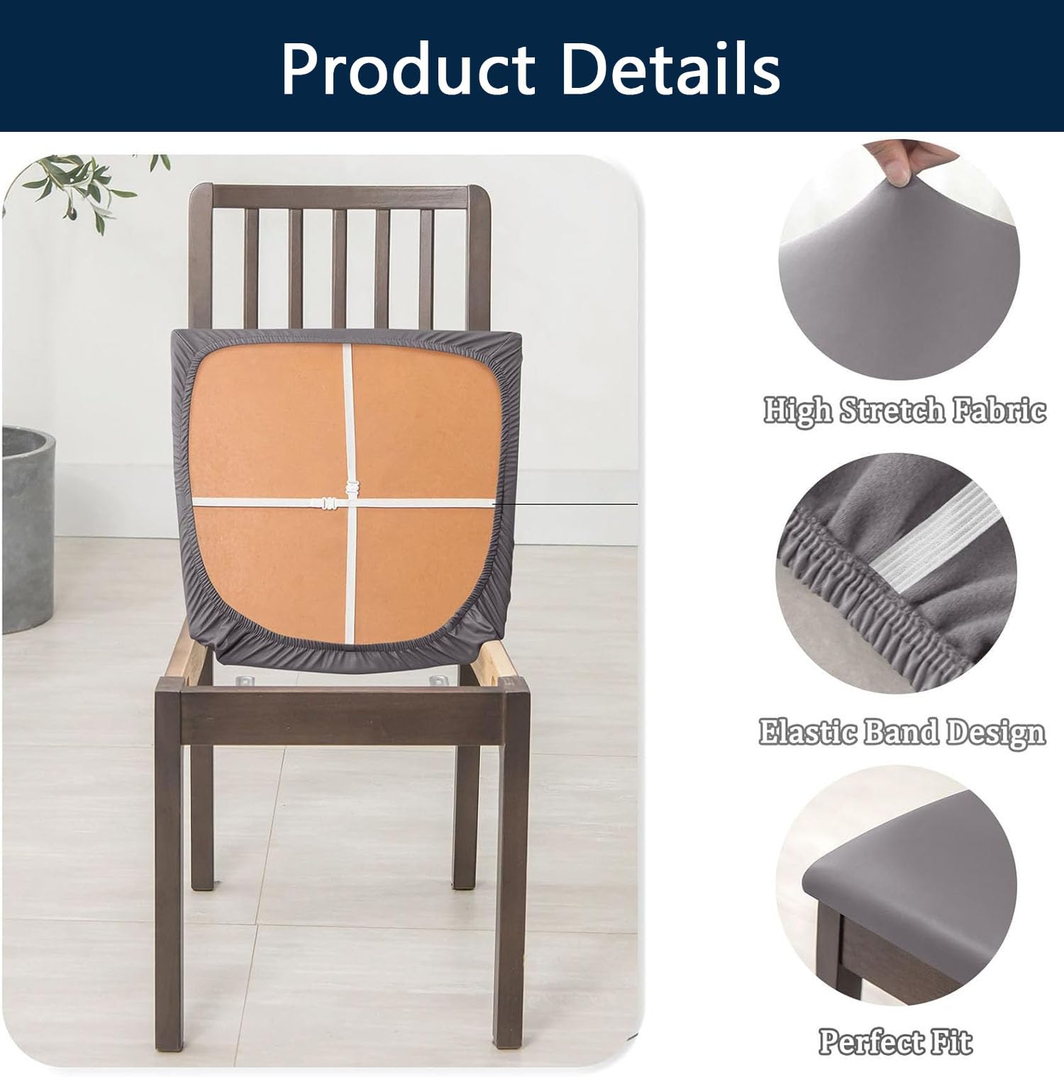 Fundas de asiento impermeables de piel sintética para sillas de comedor