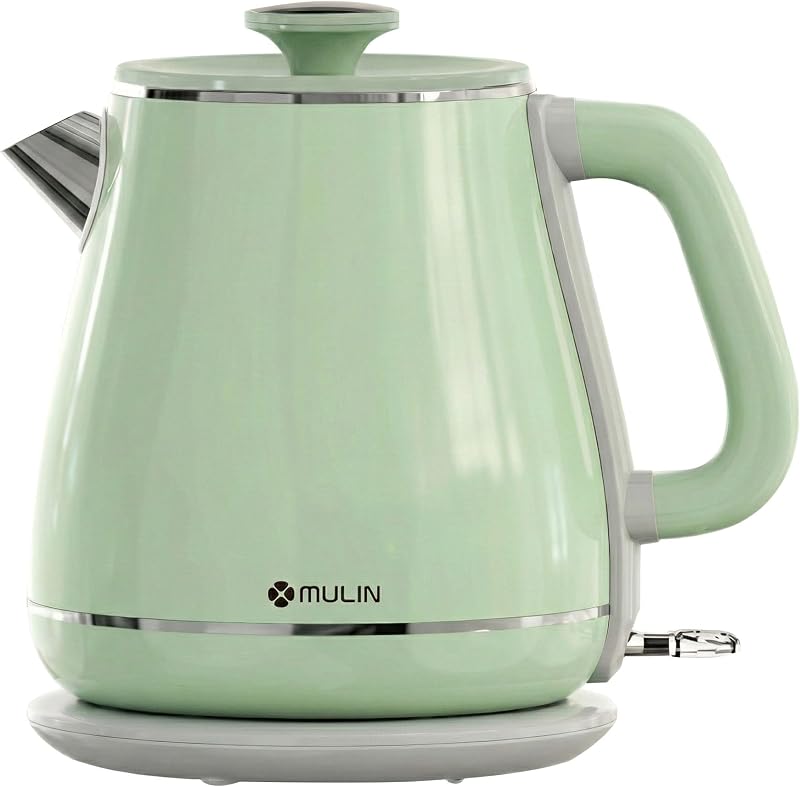Fierbător electric retro MU LIN, 1,8 l, 1800 W, bază rotativă la 360 de grade, fierbere rapidă, oprire automată, infuzor de ceai