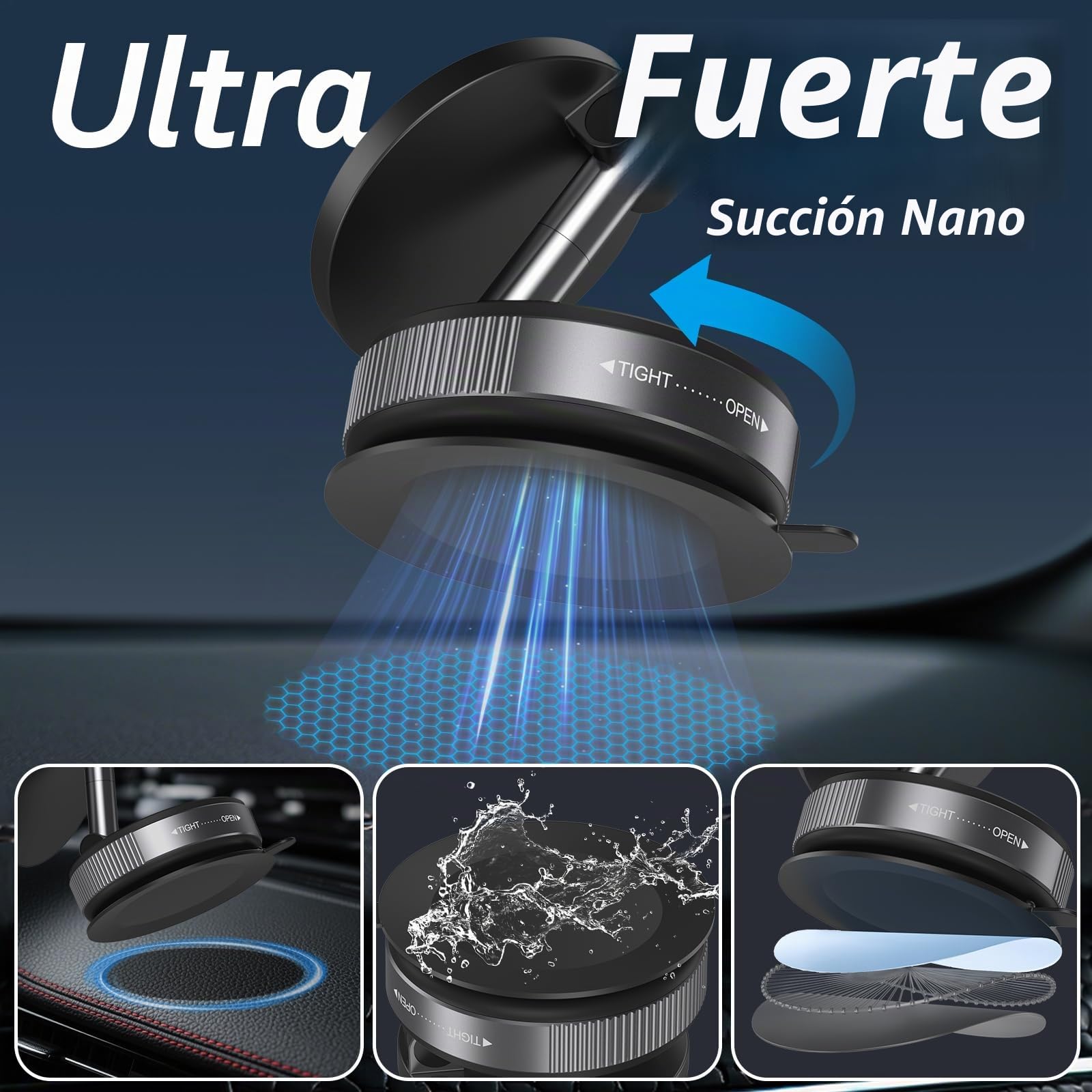 Soporte de teléfono magnético para Coche con Ventosa para Soporte Magsafe, Soporte para teléfono de Coche con Ventosa Ultra Ajustable 360° para iPhone 17 Pro MAX 16 15 14 13 12 Air Plus (Negro)
