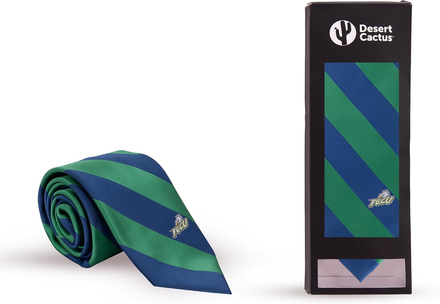 Desert Cactus Florida Gulf Coast University Neck Tie FGCU Eagles 100% Polyester Necktie with Logo, Officially Licensed (Style A)
