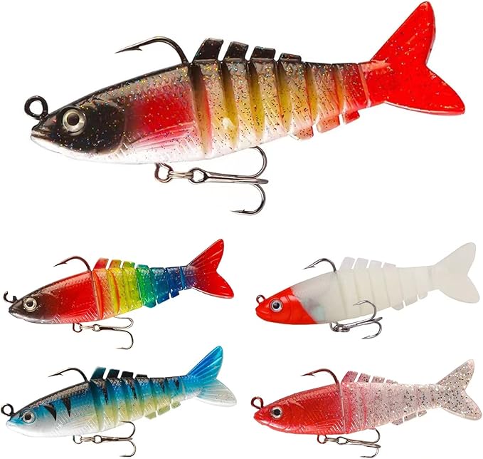 Keboyoe 10er Set Angelköder - Gummifische Mit Jigkopf Für Hecht, Barsch & Forelle - 14g