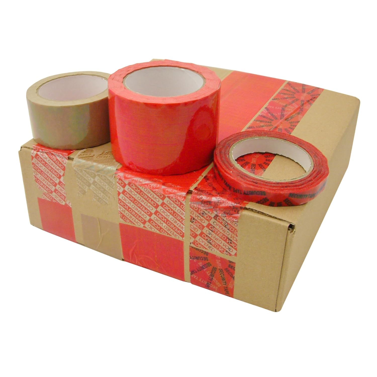 J.V. Converting JVCC Tamper Evident Carton Sealing Tape Instant Grab, (TEV-ST), 2 in. (48mm Actual) x 55 yds. (Surface Printed Red with Opened Void Message if Removed)