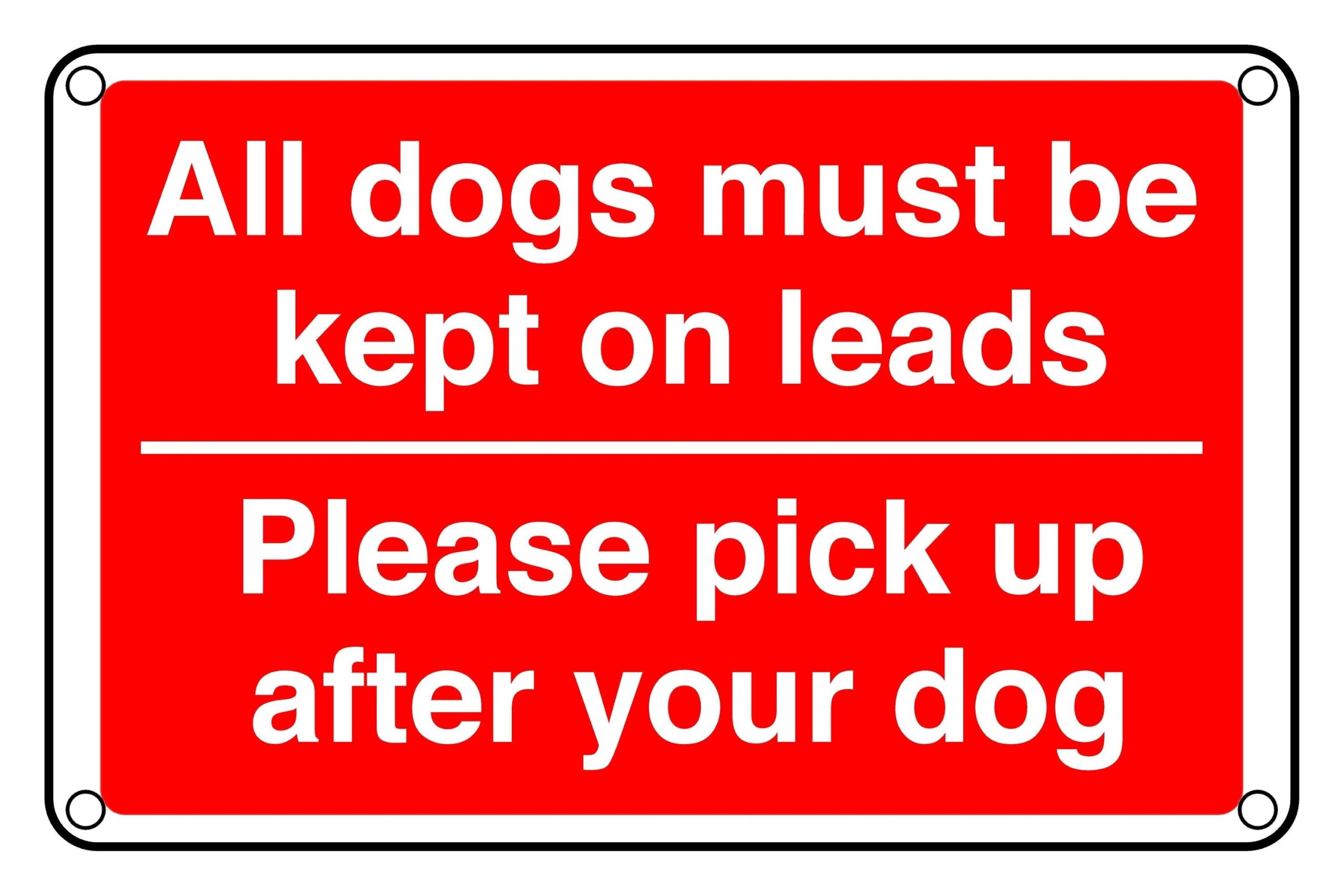 All Dogs Must Be Kept On Lead Sign - Pre-Drilled 3mm Aluminium Dibond, Heavy-Duty Weatherproof (200 x 150mm)