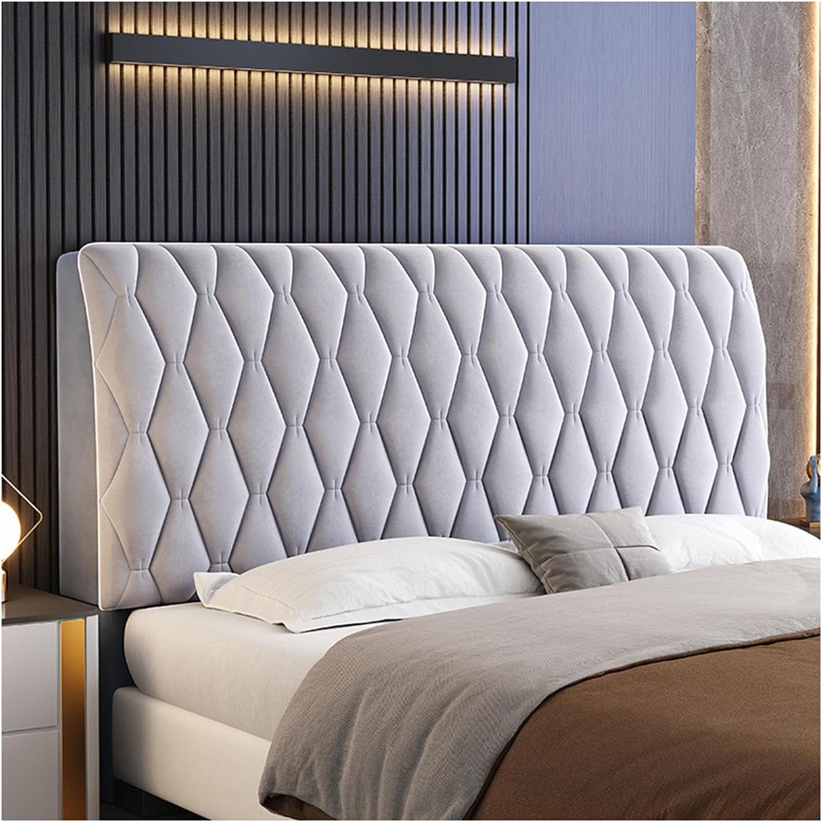 Headboard Slipcover, Full Dustproof Headboard Protector, Head Board Cover for Single/Double/King/Super King Size Bed, Washable(Size:120cm,Color:Light Gray)