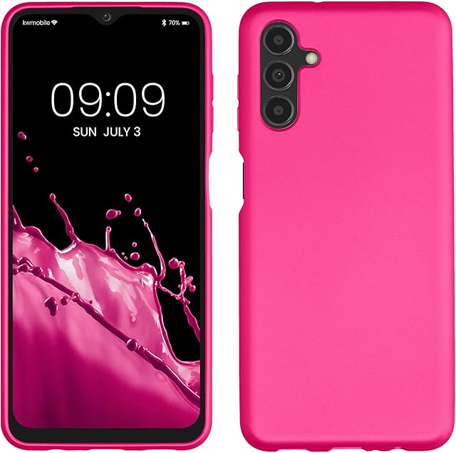 kwmobile TPU Case Compatible with Samsung Galaxy A04s - Case Soft Slim Smooth Flexible Protective Phone Cover - Metallic Pink