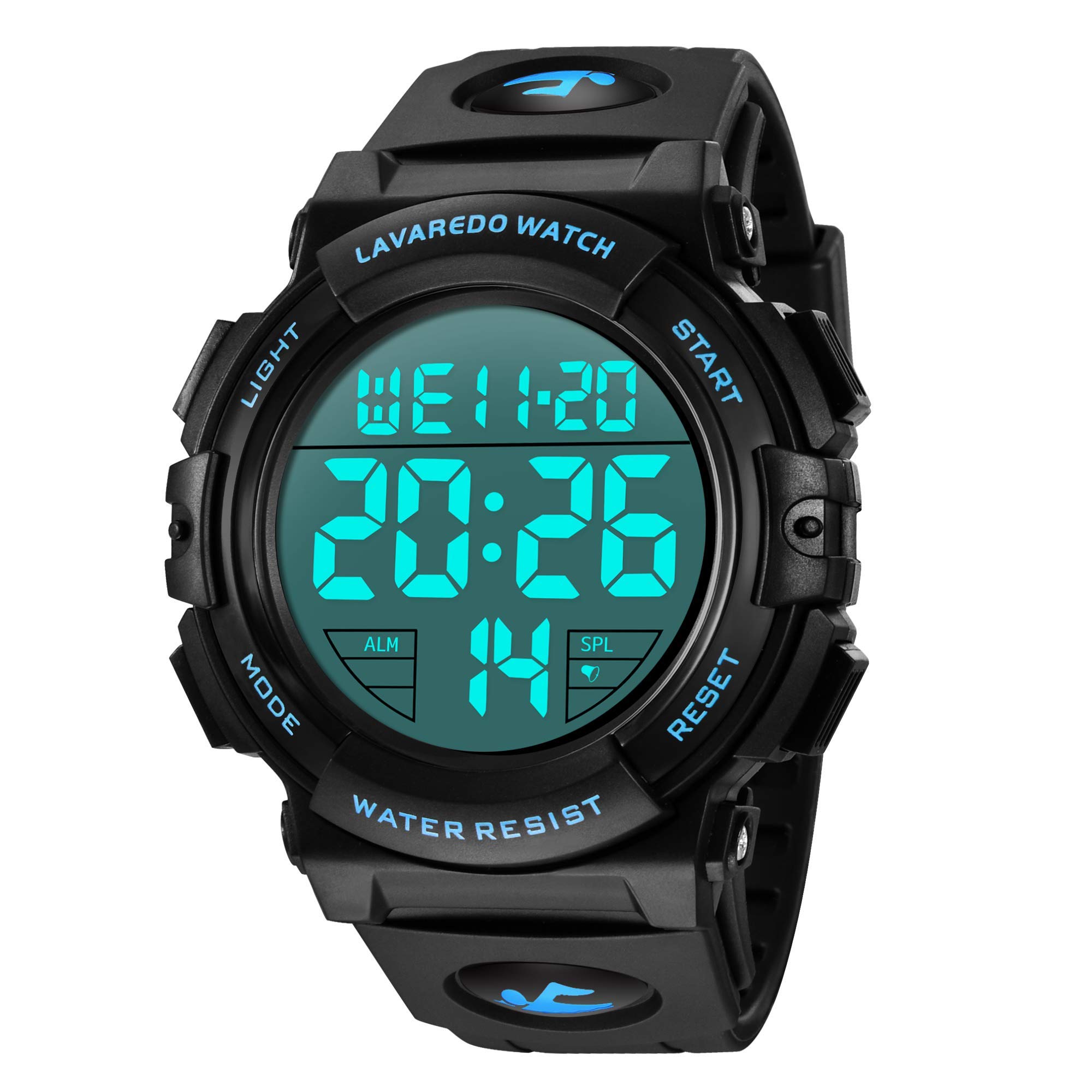 L LAVAREDO Montre numérique pour Homme – Montre de Sport Militaire étanche avec chronographe et rétroéclairage LED pour Homme, 0