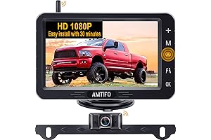 AMTIFO Car Backup Camera Systems -5 Inch Touchscreen, Split Screen Wireless Backup...