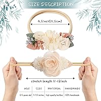 Vista 13 de Diadema elástica de nailon para bebé niña, lazo hecho a mano para recién nacido, paquete de 3 (multicolor)