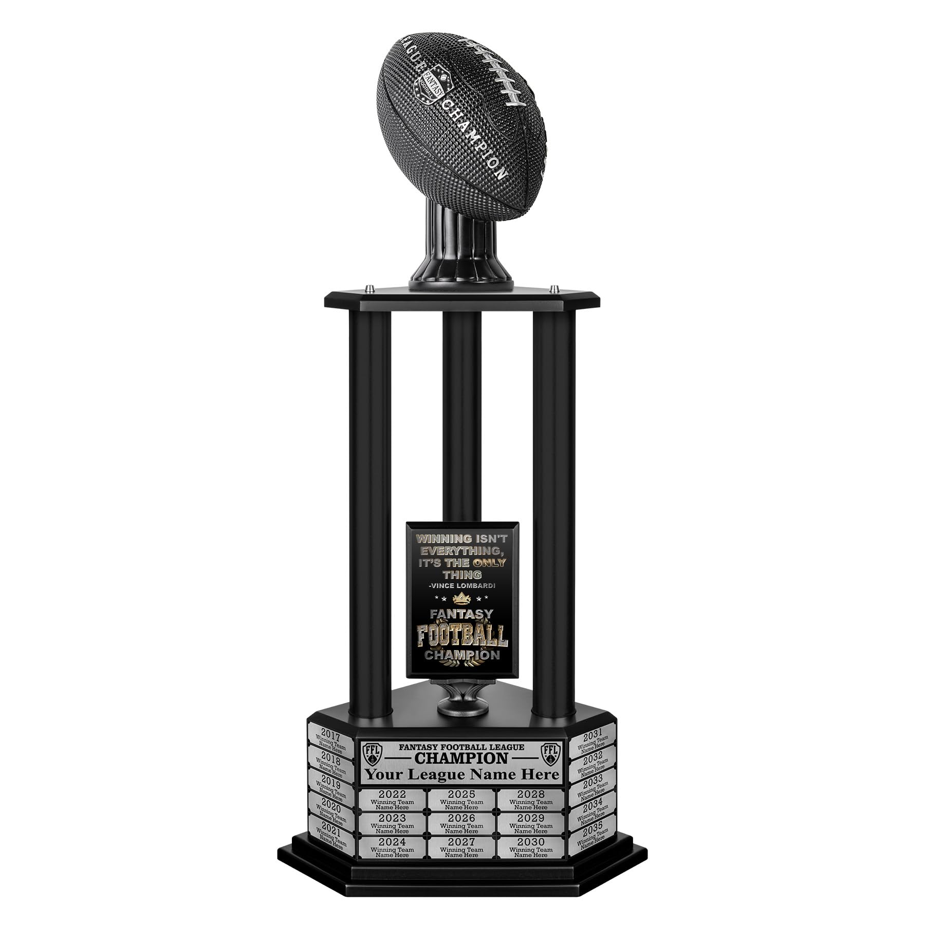 TrophySmack 19-Year Perpetual Fantasy Football Trophy, Custom Engraved