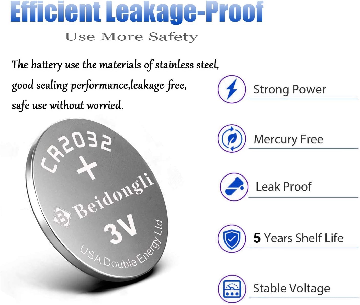 CR2032 Battery 3V Lithium Batteries Coin Button Cell 10 Count 【5-Year Warranty】 : Health & Household