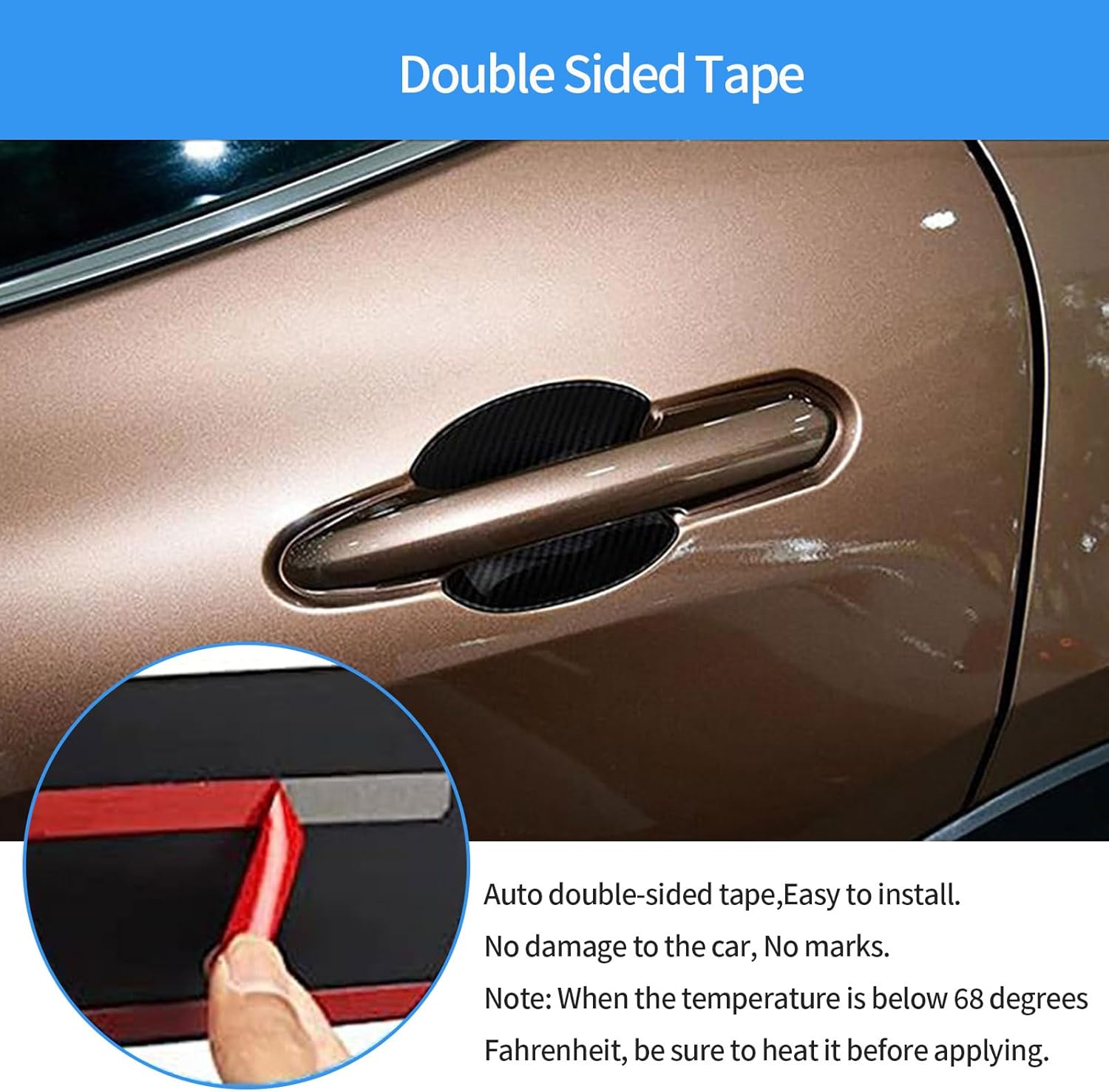 Car Accessories Compatible with Toyota Crown 2023 2024 2025 2026 Exterior Door Handle Bowl Cover Trims Protector Decoration ABS 4PCS(Carbon Fiber Style)