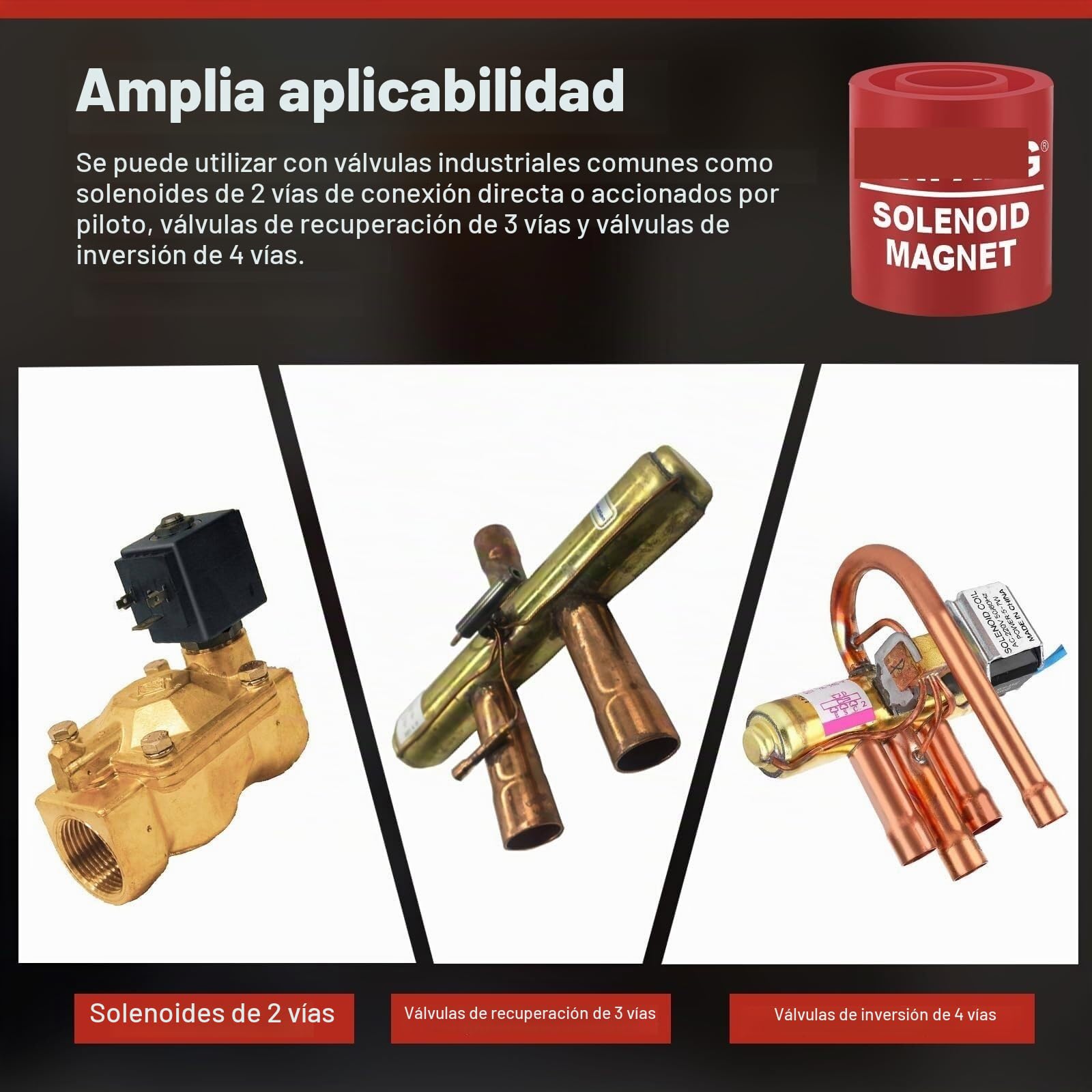 Herramienta de imán de válvula solenoide #TLMKC, imán solenoide, 18 mm, herramienta de solución de problemas de válvula solenoide compatible con la mayoría de válvulas industriales, 1 pieza (rojo)