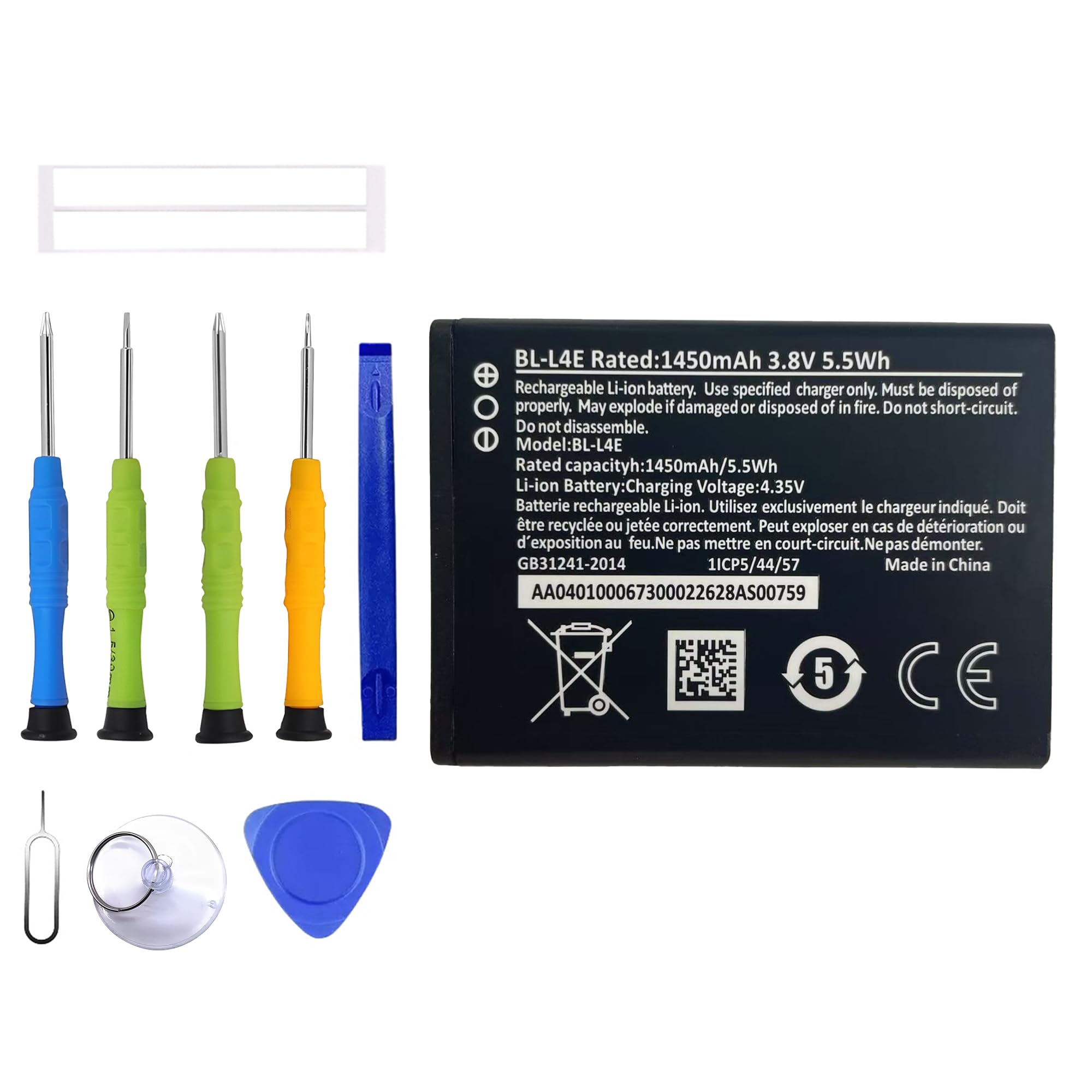 BL-L4E nowa bateria zastępcza kompatybilna z Nokia 2660 8210 Flip TA-1398/1420/1480/1492 z zestawem narzędzi