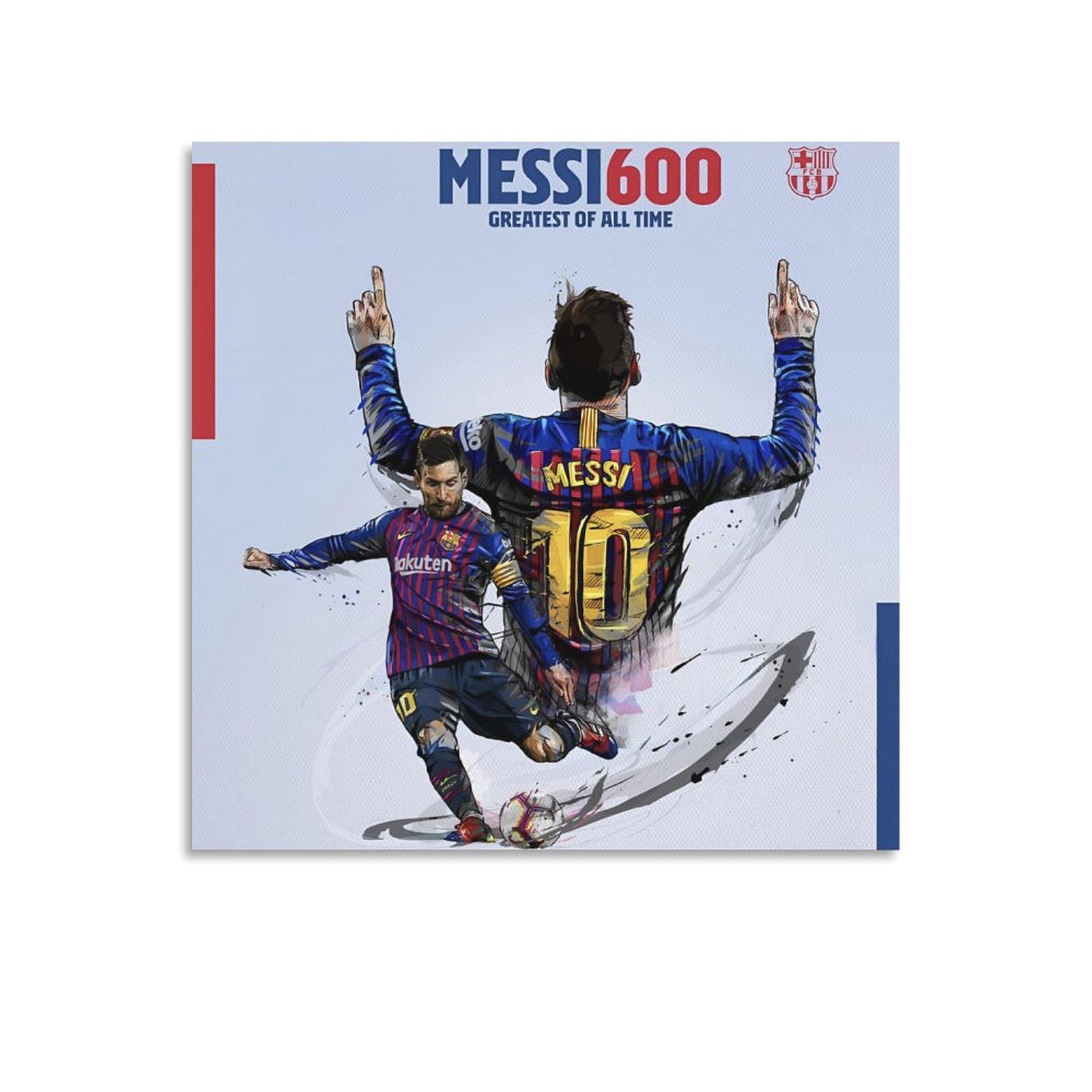 Amazon.co.jp: FCバルセロナのリオネル・メッシ選手が通算600 絵画 