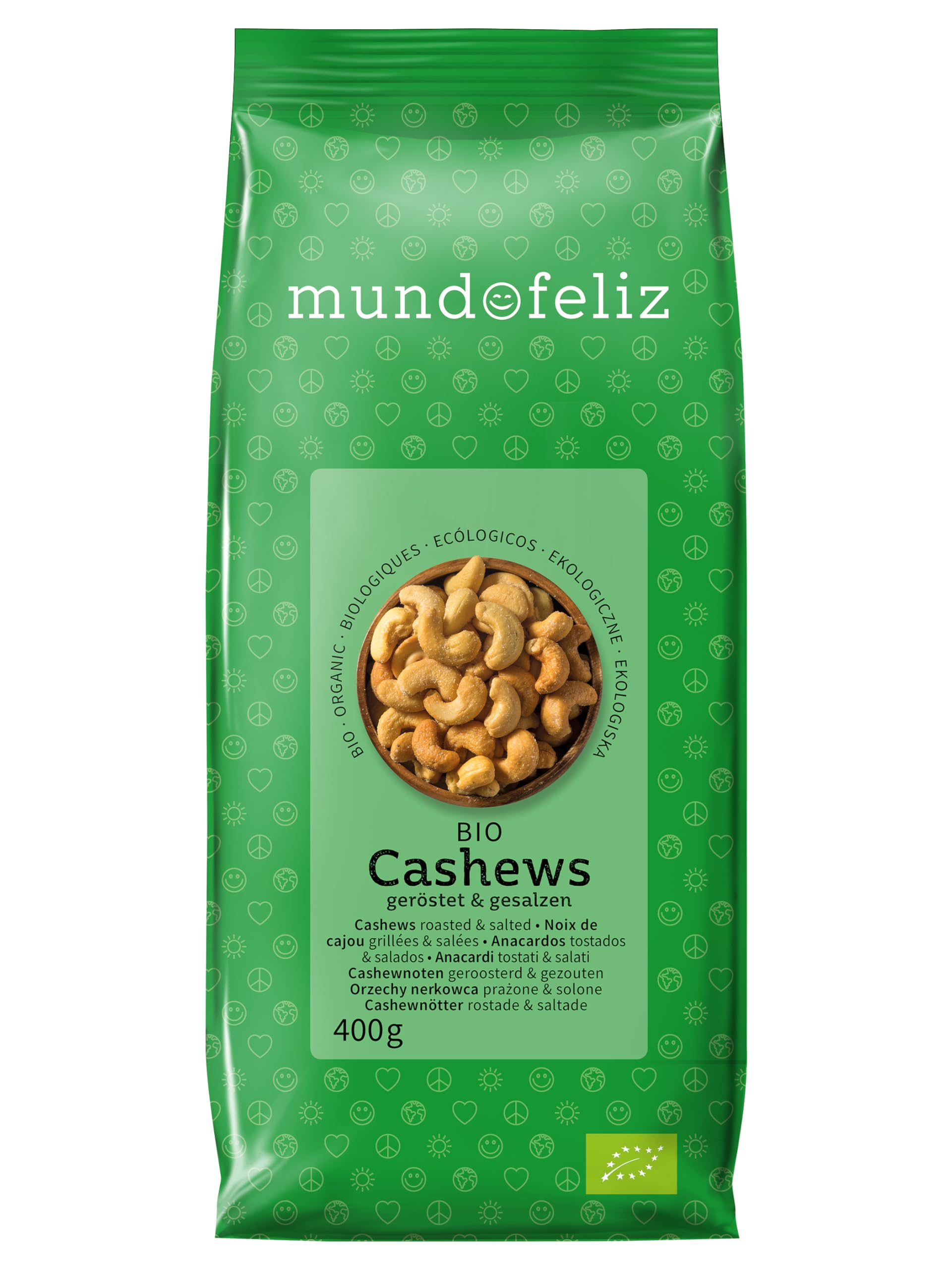 Mundo Feliz Anacardos Ecológicos, Tostados, Estilo Mexicano, 2 x 400 g