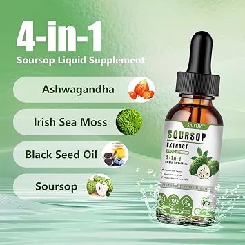 Soursop Bitters Liquid, Immune Boost, Relaxation, Liver and Sleep Aid,Soursop Bitters Liquid, Herbal Goodness, Sugar Free, Natural Flavor, 2 Fl Oz
