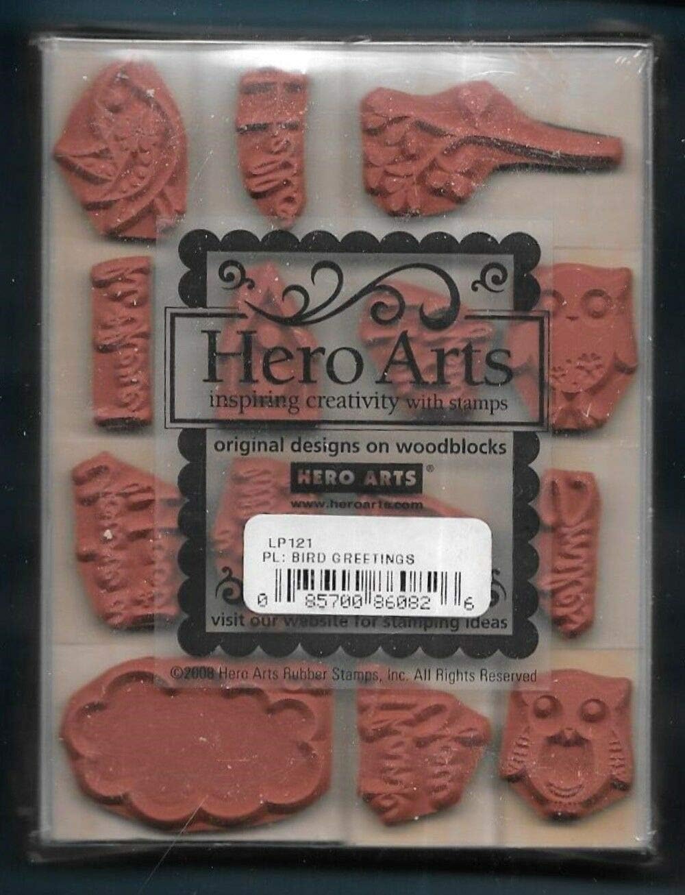 Rubber Stamps Bird Greetings Owl Hoot Words 2008 Lp121 Set Wood 14 Stamp for Teaching Card Making, DIY Crafts, Scrapbooking