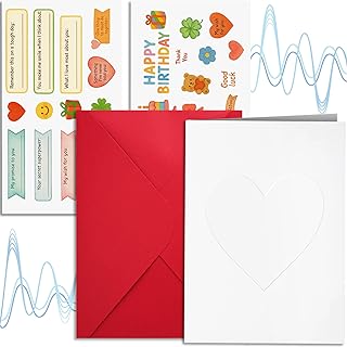 Top Life Recordable Greeting Card - Unmatched 60-Second Custom Voice Message - Embossed Heart Cover and Sticker Sheets - DIY Talking Card with Red Envelope for Birthday, Wedding, Anniversary