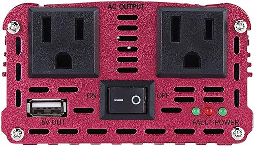 Miniatura 8 de FOSA Inversor de corriente para automóvil de 1500 W, convertidor de 12 V CC a 110 V CA con doble puerto USB de 3.1 A y salidas de CA, rojo, para