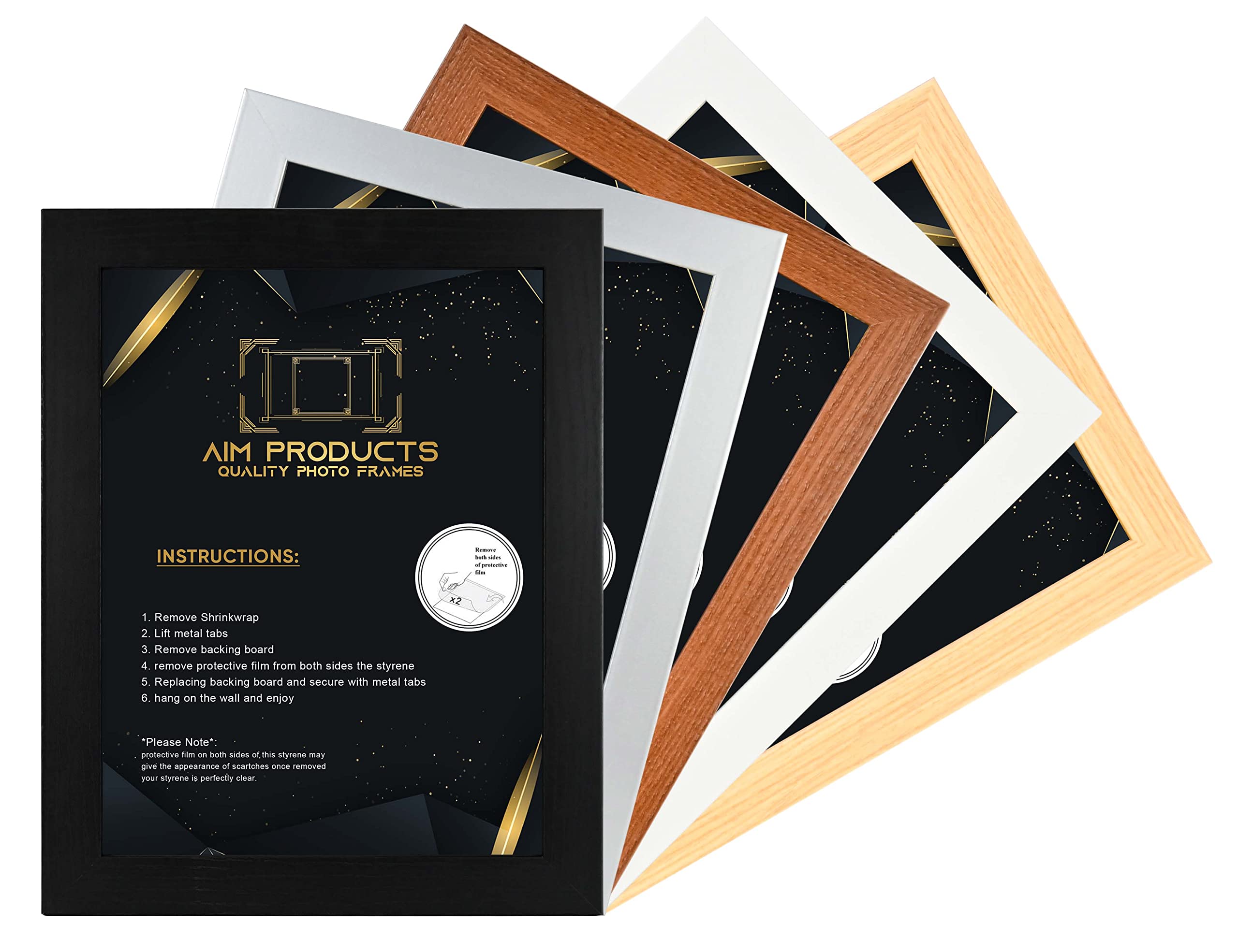 A.i.m Silver Picture Frames | Photo Frames | Poster Frames With Mdf Wood (Black, White, Oak, & Walnut) In Various Sizes E.g 70X50cm, 36X24", 10X8", A1, A2, A3, A4, A5, A6 & More ( A6 (14.8 X 10.5 Cm))