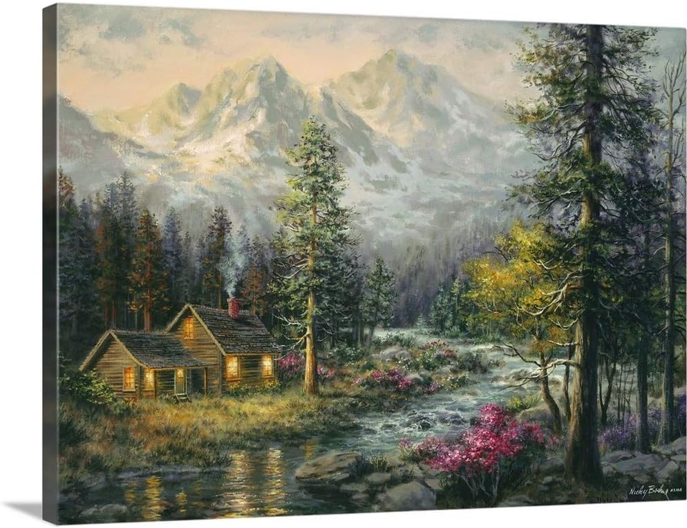 CANVAS ON DEMAND Camper's Cabin Canvas Wall Art Print by Nicky Boehme, Contemporary, Home Decor, Nature Artwork, 24" x18in