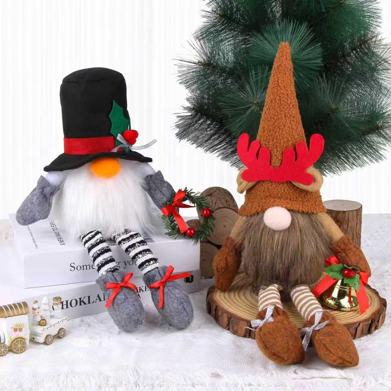 3PCS Christmas Gnomes Plush,Long Leg Faceless Swedish Handmade Santa Plush Doll, Antler Gnome Rudolph Figurine Ornament for Home Holiday Party Gifts,Hotel, mall, Window Decoration,2025