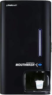 GotFreshBreath Automatic Mouthwash Dispenser for Bathrooms – Standing or Wall-Mounted, Slim, Commercial Mouthwash Dispenser with 100 Cups & 50 Oz. Mouthwash – Black…