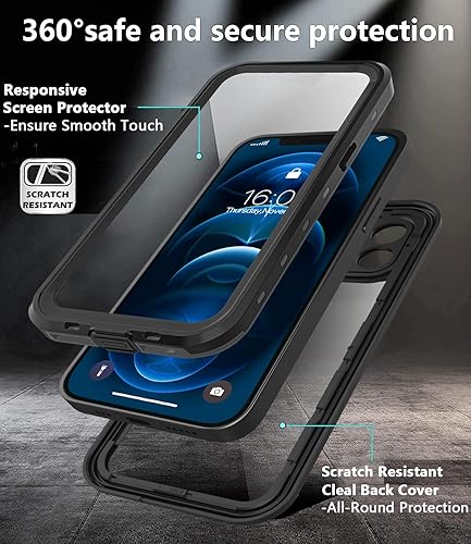 Miniatura 6 de Funda impermeable de 6.7 pulgadas, diseño para iPhone 12 Pro Max, con protector de pantalla y protector de lente de cámara, a prueba de golpes, a