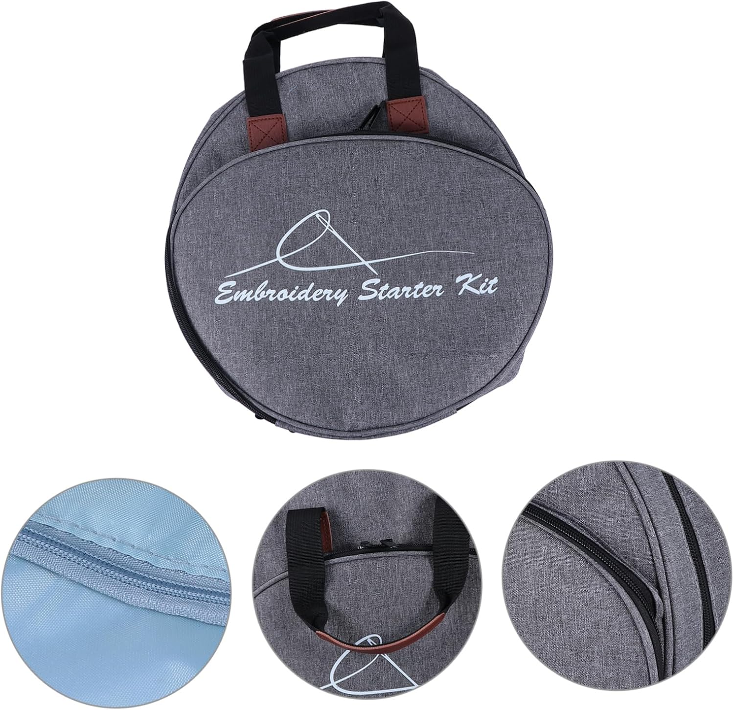 NUOBESTY Embroidery Project Pouch Storage Bag for Embroidery Needles Accessories Organizer Art Tote Bag Grey