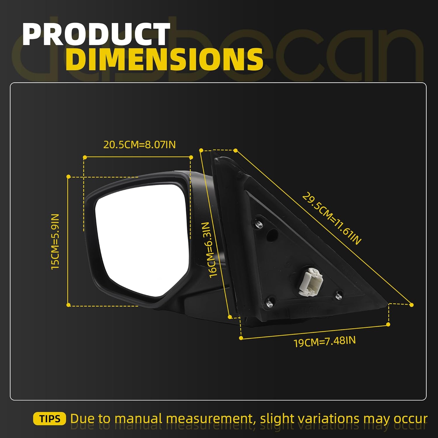 Dasbecan Left Driver Side Mirror Compatible with 2008-2012 Honda Accord with Power Heated Glass, Manual Folding, Black Mirror Cap Replace# HO1320231 76258TA5A11 (5Pins)