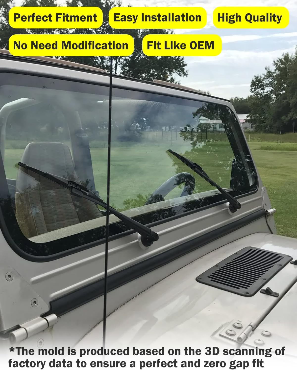 Windshield Seal Weatherstrip Moulding Seal Rubber for Jeep Wrangler YJ Cowl Seal to Windshield Frame Rubber Gasket Strip Compatible with 1987-1995 Jeep Wrangler YJ Replace # 55009127 55175778