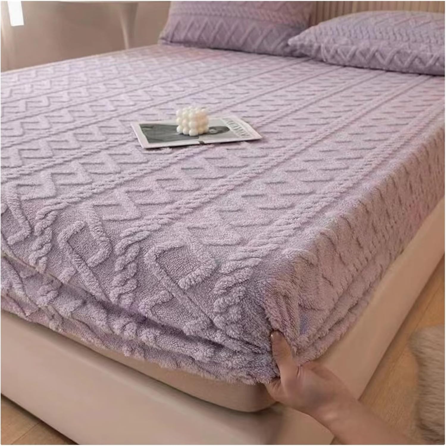 TOWERS Lyvara Luxury Mattress Covers,Taffeta Mattress Protector,Machine Washable Mattress Ftted Sheet for Twin Full Queen King California King Size Bed (Color : Purple, Size : 180 * 200cm)