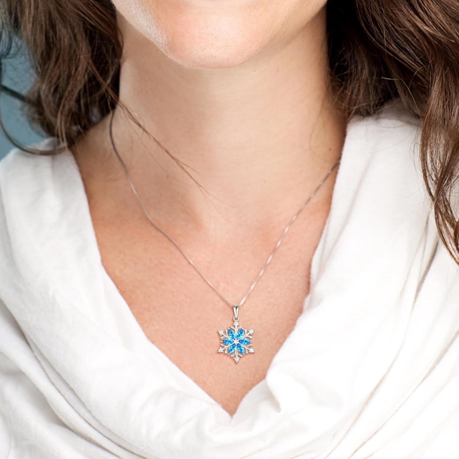 STARCHENIE Snowflake Pendant Necklace for Women 925 Sterling Silver Birthstones Jewelry - Image 2