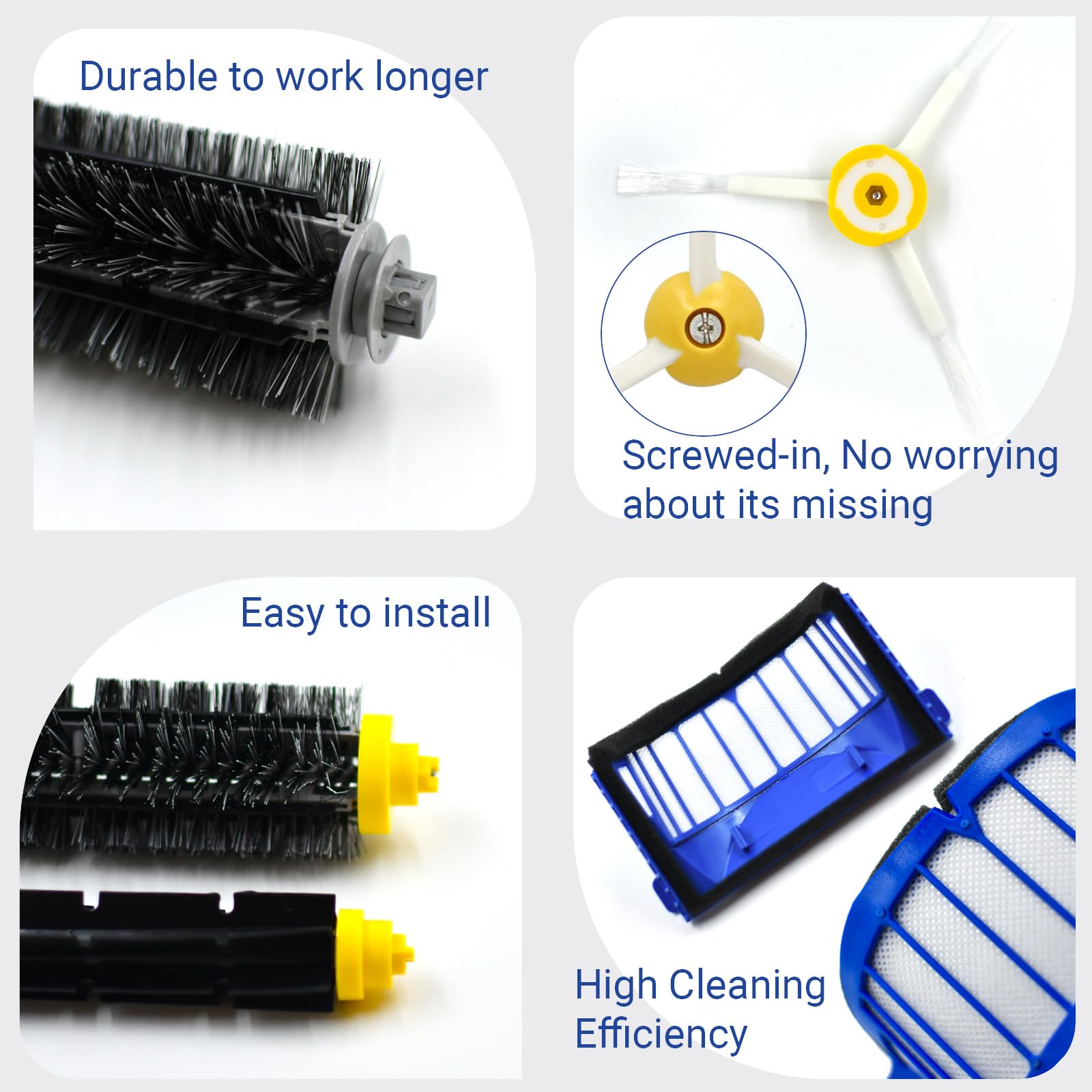 Kit Ricambi Per IRobot Roomba - 4 Spazzole Laterali, Filtri E Rulli | Compatibile Con Serie 600, 692, 694 E Altri