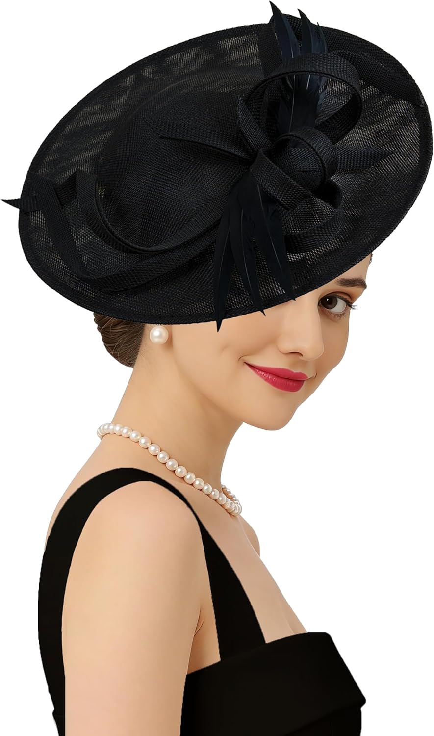 Kidukso Fascinators Hat 20s 50s for Women Derby Hat Vintage Feather Headband for Tea Party Church Wedding Cocktail