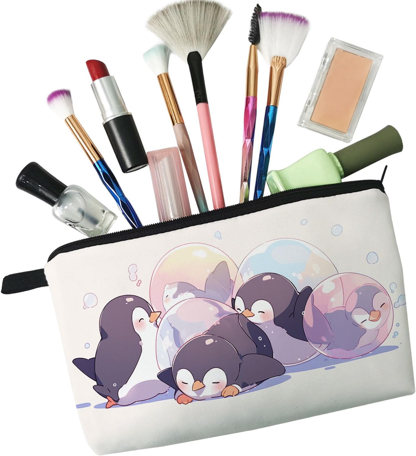 Cartoon Penguin Cosmetic Bag Cute Small Makeup Organizer Pouch with Zipper Cartoon Penguin Toiletry Makeup Bag Gifts for Women - Image 5