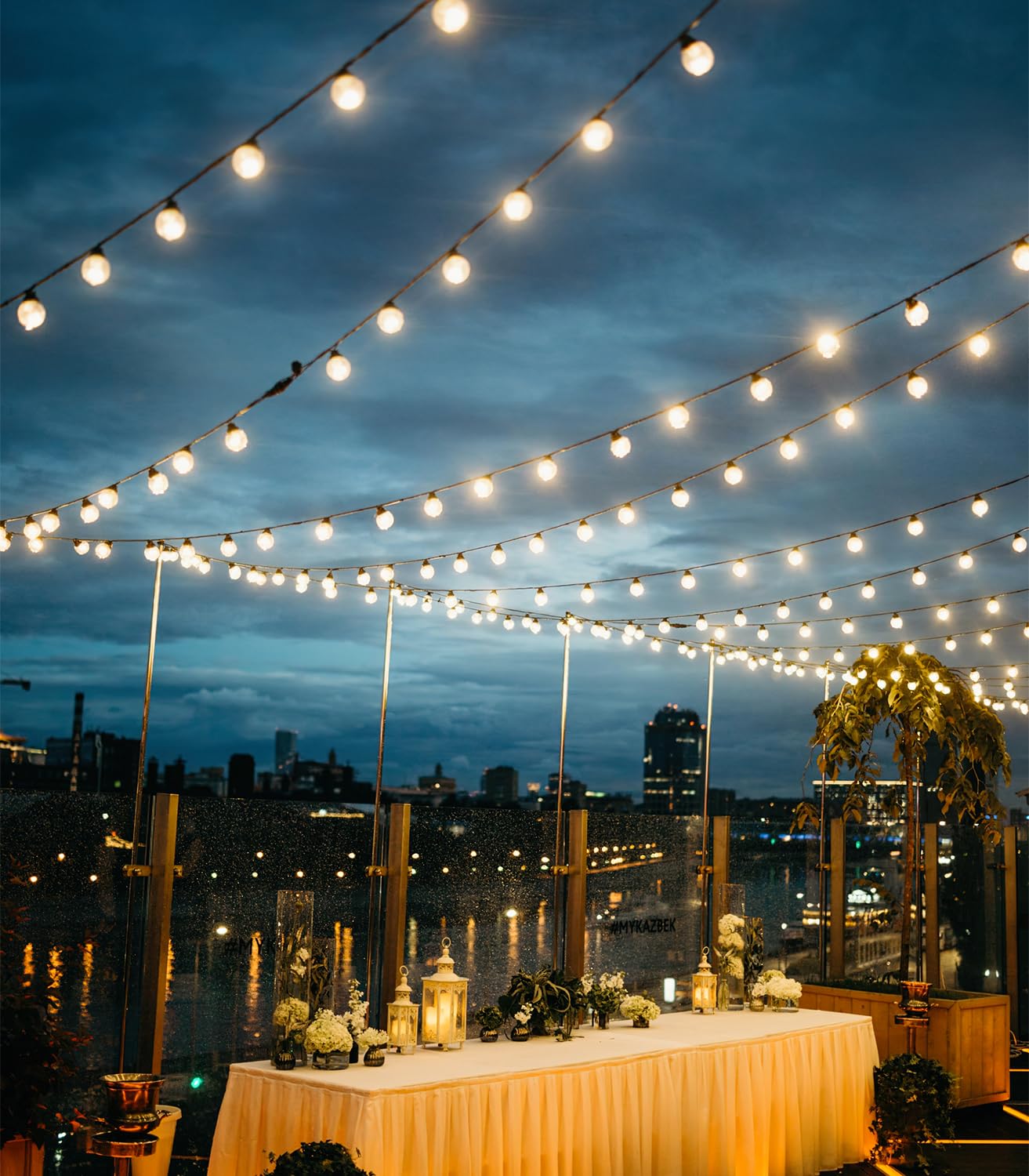 Catena Luminosa Esterno Solare Giardino - 15M 50ft G40 LED Lampade Solari Da Giardino con Telecomando Luci Gazebo da Esterno Impermeabile IP44 Per Balcone Feste Patio Matrimonio