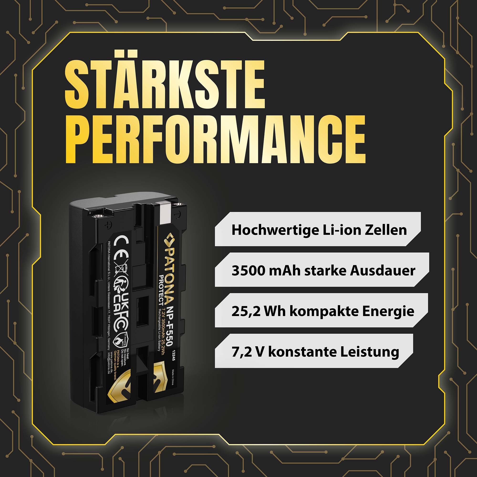 PATONA 2X Protect NP-F550 Akku 3500mAh – Ersatz für Sony NP-F550 – für Sony Camcorder, LED-Videoleuchten und Kamera-Monitore (Neewer, Yongnuo, Aputure) mit NP-F-Schacht – Einer läuft, Einer lädt