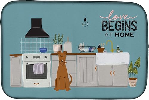 Miniatura 38 de Caroline's Treasures CK7824DDM - Tapete absorbente para secado de platos con diseño de bulldog inglés, rojo y blanco, para encimera de cocina, 14 x