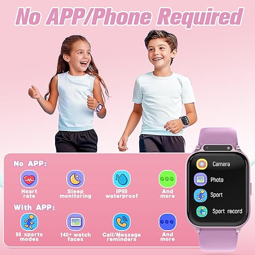 Miniatura 5 de Reloj inteligente para niños de 1.85 pulgadas con rastreador de fitness, monitor de sueño, más de 22100 modos deportivos, esfera de bricolaje, IP68
