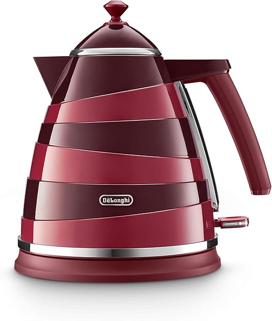 De'Longhi Avvolta Kettle, anti-scale filter, 1.7 Liters, 360° swivel base, KBAC3001.R, Red