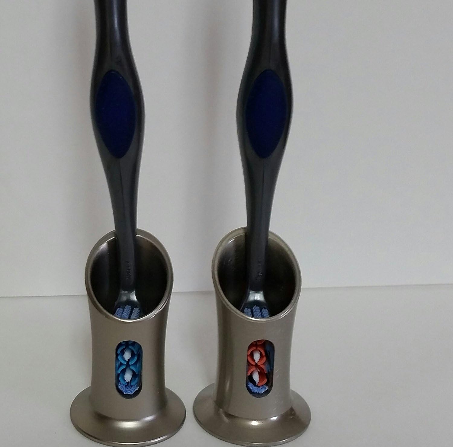 TD Designs Toothbrush Holder Brushed Nickel Personal Chrome Free Standing (Pack of 2) New