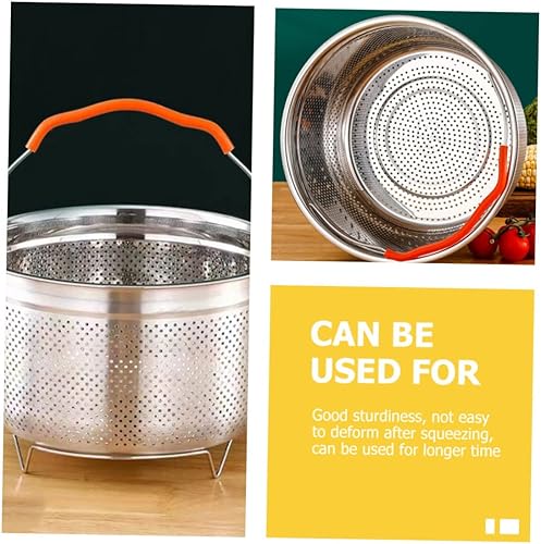 Miniatura 9 de HOMSFOU Vaporizador de arroz de acero inoxidable para verduras, cesta de vapor, estantes de vapor, para bolas de masa, colador de metal, ensalada,