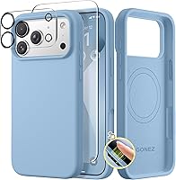 Vista 51 de GONEZ Funda de silicona para iPhone 14 Pro Max, compatible con MagSafe, con protector de pantalla + protector de lente de cámara, silicona líquida a