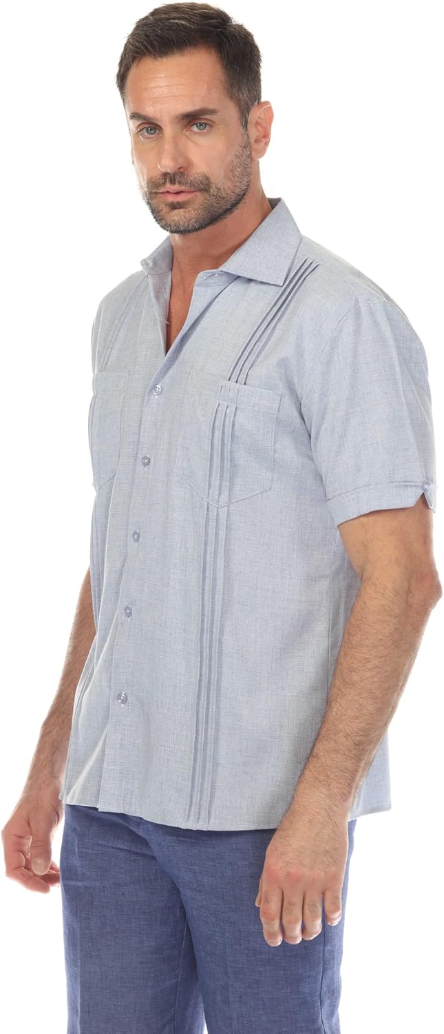 Men's Classic Two Pocket Cuban Shirt with Pleating - Image 2