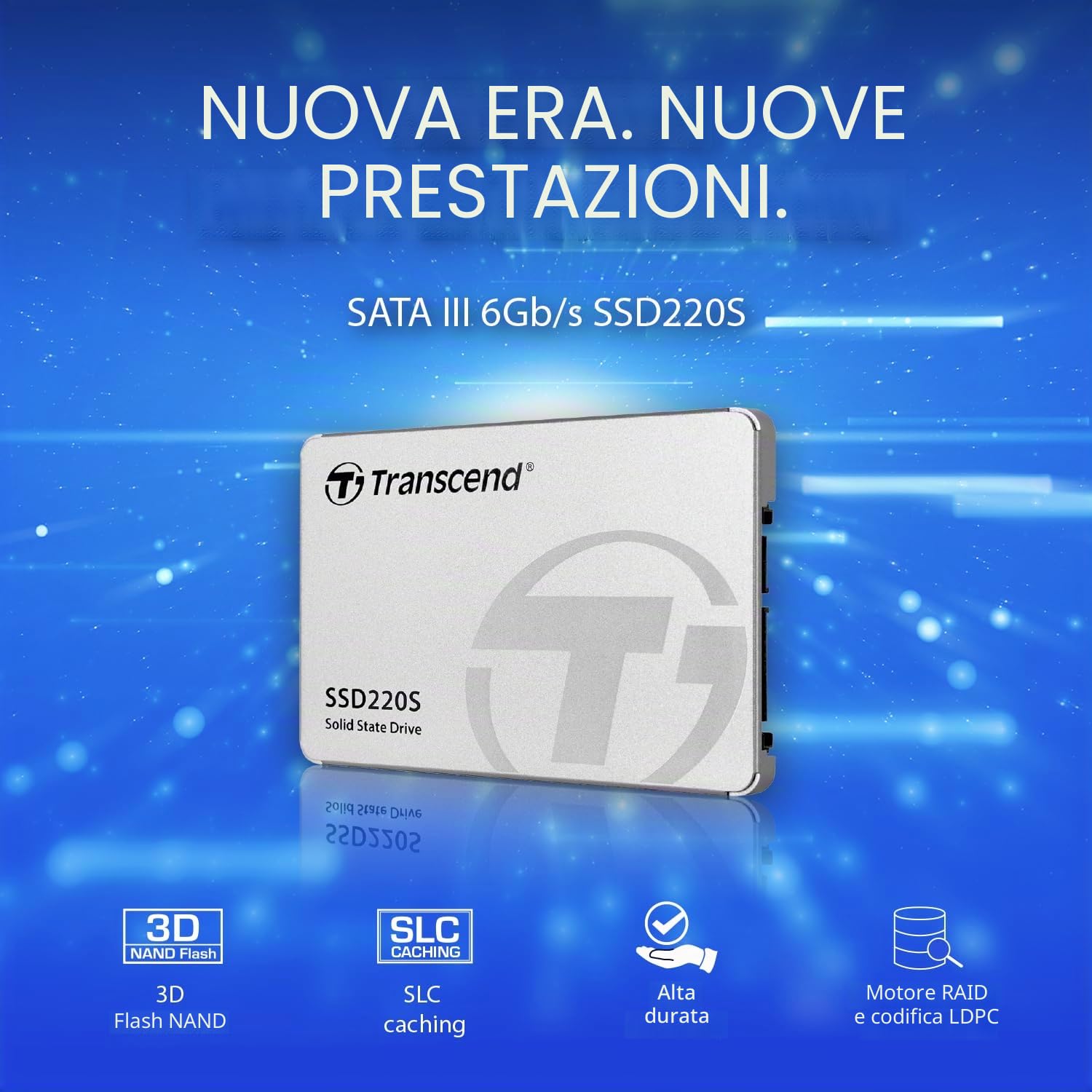 Transcend TS240GSSD220S Solid State Drive, SATA III, 6 GB/s SSD220S 2.5”, 240 GB