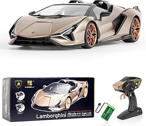 Miniatura 9 de MIEBELY Lamborghini - Auto de control remoto, auto de juguete Lambo a escala 116, 7.4 V, 500 mAh, con licencia oficial, 7.5 mih, autos RC con luz